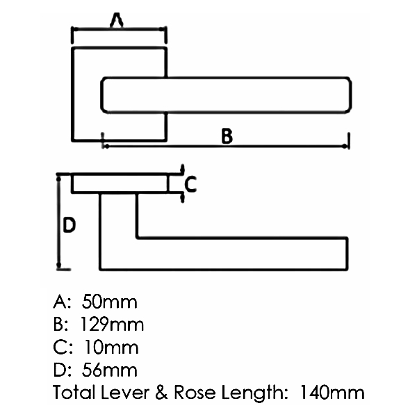 ASTI LEVER HANDLE ON SQUARE ROSE